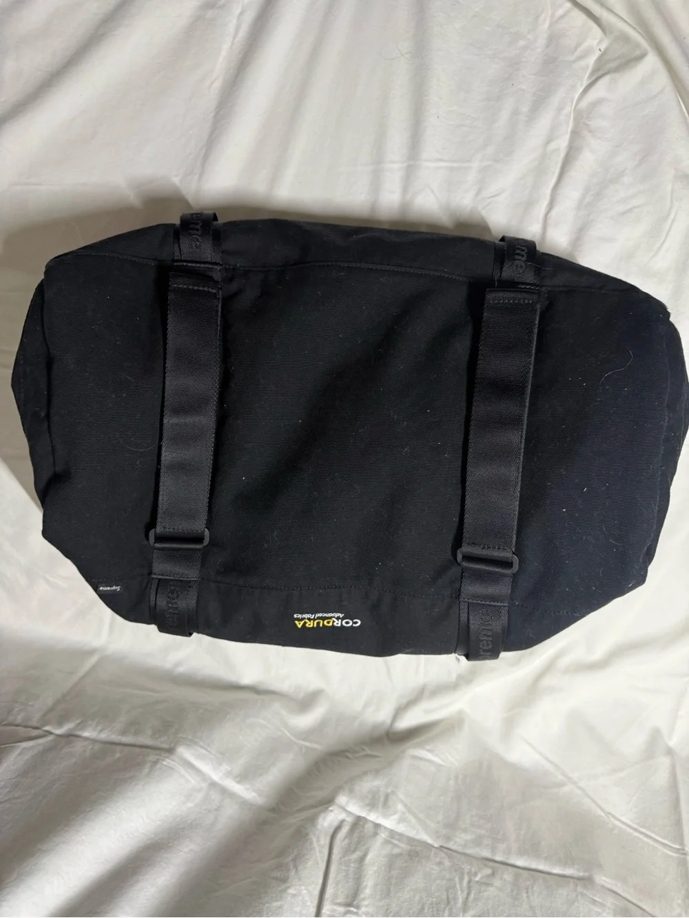 Supreme Black Duffel Bag with Box Logo Patch